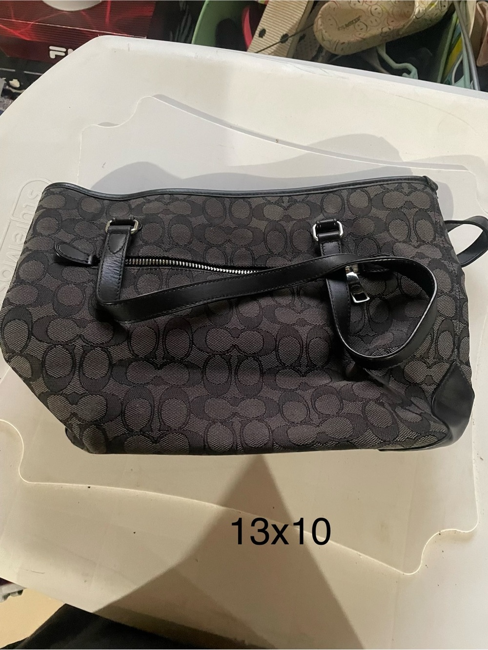 Coach Signature Shoulder Bag in Charcoal and Black
